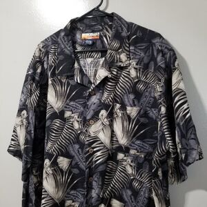 Havana Jack Cafe Men's Shirt XXL 100% Silk Tropical Button Up Short Sleeve